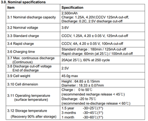Batterie d'aspirateur originale 3,6 V Sam INR18650 25R 2500 mAh, décharge continue maximale de 20 A - Product Image 6