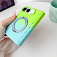 Étui de protection texturé pour téléphone portable avec support magnétique double axe 360° à texture ondulée dégradée pour iPhone 18 Duo