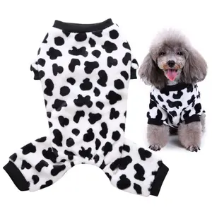 नरम गर्म मखमली प्यारी गाय के दाग फ्रेंच बुलडॉग पजामा कुत्तों के लिए पालतू कुत्ता शीतकालीन इनडोर 4 पैर जम्पर कपड़े