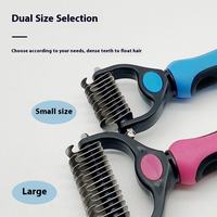 Brosse de toilettage double face en acier inoxydable pour animaux de compagnie, démêlante et anti-poils, pour chats, chiens et petits animaux, utilisation en salle de bain