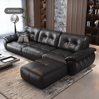 Ensemble de canapés en cuir véritable de style italien, série Yunman, canapé classique pour salon, luxe léger, minimaliste, en cuir de vache