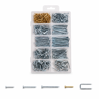 Assortiment de clous en acier galvanisé, 252 pièces, avec boîte de rangement en plastique, pour réparation domestique, travaux de fixation de construction en bois
