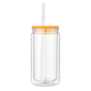 Wholesale Double Wall 16Oz Plastic Straw <b>Cup</b> <b>Large</b> Capacity Outdoor Portable Car Travel Mason Plastic Tumbler Mug <b>Cup</b> With Straw - Product Image 1