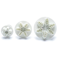 3 pcs/set Fine Snowflake Plastic Plunger Cookie Cutter Cake Decoration Fondant Embossing Molds