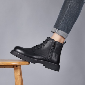 Botas de Trabajo de Cuero Genuino para Hombre, con Cierre de Cremallera, Resistentes a Impactos, Antideslizantes, Resistentes al Desgaste, para Senderismo y Trekking en Otoño e Invierno - Product Image 5