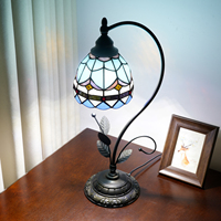 Lampe de table style dropshipping avec feuille métallique, lampe de bureau en verre teinté style méditerranéen, lampe de lecture Art Déco
