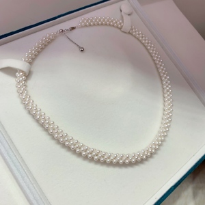 Romantic French Minimalist Finished S925 Sterling <b>Silver</b> <b>Choker</b> Necklace Strung With Tiny 3-4mm Glossy Natural Aurora Pearl Hand - Product Image 4