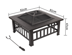 Foyer extérieur carré en métal Table de foyer arrière-cour Patio jardin cheminée à <span class=keywords><strong>bois</strong></span> Inserts - Product Image 3