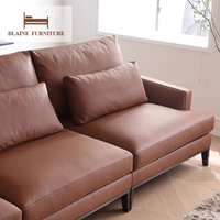 BLAINE Neues Italienisches Modernes Gepolstertes Braunes Echtleder-Sofa-Set mit Holzrahmen, Luxus-Villa-Werkstatt Ecksofa