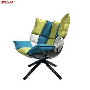 Sillón Moderno de Fibra de Vidrio para Sala de Estar, Estilo Italiano, Silla Husk Giratoria con Patas de <span class=keywords><strong>Metal</strong></span>, Completamente Cubierto con Cojín de Tela - Product Image 6