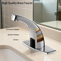 Robinet de lavabo de salle de bain moderne en laiton à poignée unique sans contact avec capteur de mouvement automatique plaque à 1 trou Chrome