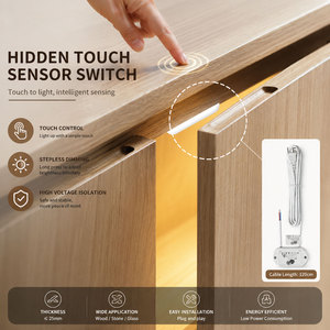 Interrupteur à capteur tactile LED dissimulé 110V/220V pour armoire, variateur de lumière, pénètre 25mm de panneau de <span class=keywords><strong>bois</strong></span>, idéal pour l'éclairage de meubles - Product Image 3