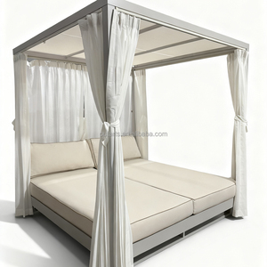 <span class=keywords><strong>Lit</strong></span> de <span class=keywords><strong>jardin</strong></span> élégant avec rideau, cadre en aluminium de luxe, <span class=keywords><strong>lit</strong></span> <span class=keywords><strong>double</strong></span> pour la plage, <span class=keywords><strong>lit</strong></span> de jour moderne pour les stations balnéaires - Product Image 3