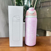 Bouteille isotherme portable double compartiment OWAL en acier inoxydable 304 de 950 ml, motif dessin animé, pour le camping, vente en gros