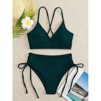 Guangzhou Outpace Ensemble de bikini push-up 2 pièces asymétrique à nouer sur le côté pour femme, tenue de plage