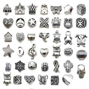 Perles entretoises de couleur <span class=keywords><strong>argent</strong></span> tibétain de tailles variées pour la fabrication de bijoux et de bracelets à breloques, vente en gros, perles à grand trou en alliage de zinc métallique - Product Image 5