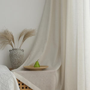 Vente en gros Hôtel Beige lin <span class=keywords><strong>Tulle</strong></span> rideaux rideaux, personnalisé prêt à l'emploi lin transparent Cortinas - Product Image 4