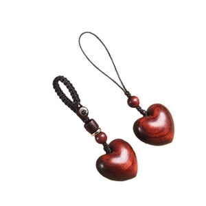 Small Heart Charm Wood Keychain Phone Chain Pendant for Couples Gift-Punk Style Keychain Wedding Ornament Valentine's Gift