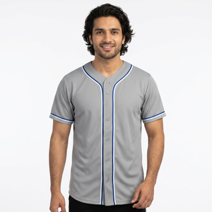 Customized Men's Casual Button-Down Baseball Jersey Breathable Short Sleeve Active Team Sports Uniform Design Set Style - Product Image 1