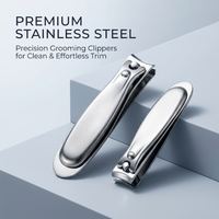 Coupe-ongles professionnels à levier large et arrondi, repose-pouce plat, en acier inoxydable brossé, option logo personnalisé, pour ongles épais des doigts et des orteils