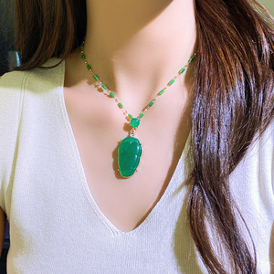 Monstera Leaf Necklace Zinc Alloy Pendant Geometric Design Sweater Chain Fashion Accessory - Product Image 1