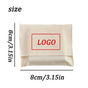 Pochette à cordon en coton et lin beige écologique avec logo personnalisé, sac anti-poussière réutilisable pour l'emballage de cosmétiques et de vêtements - Product Image 6
