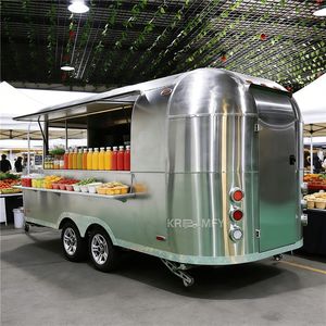 Remorque alimentaire mobile en acier inoxydable avec cuisine complète pour snacks, bonbons et chips - Distributeur multifonctionnel résistant à la rouille pour usage extérieur - Product Image 1