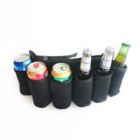 Porte-canettes 6 emplacements en néoprène avec logo personnalisé et sangle réglable, sac banane isotherme pour bouteilles de bière