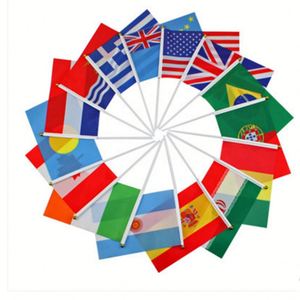 Bandera de Mano Personalizada de Poliéster con Asta, Tamaños 14*21cm o 20*28cm, Banderas de Seda con Técnicas de Impresión Digital - Product Image 1