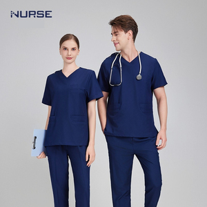 H & U mejor calidad médicos y enfermeras mujeres hombres transpirable algodón poliéster enfermería uniformes conjuntos médico Scrub Hospital uniformes - Product Image 5