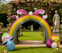 Arche de Pâques gonflable avec adorables figurines et œufs colorés pour décorations de jardin extérieures de vacances