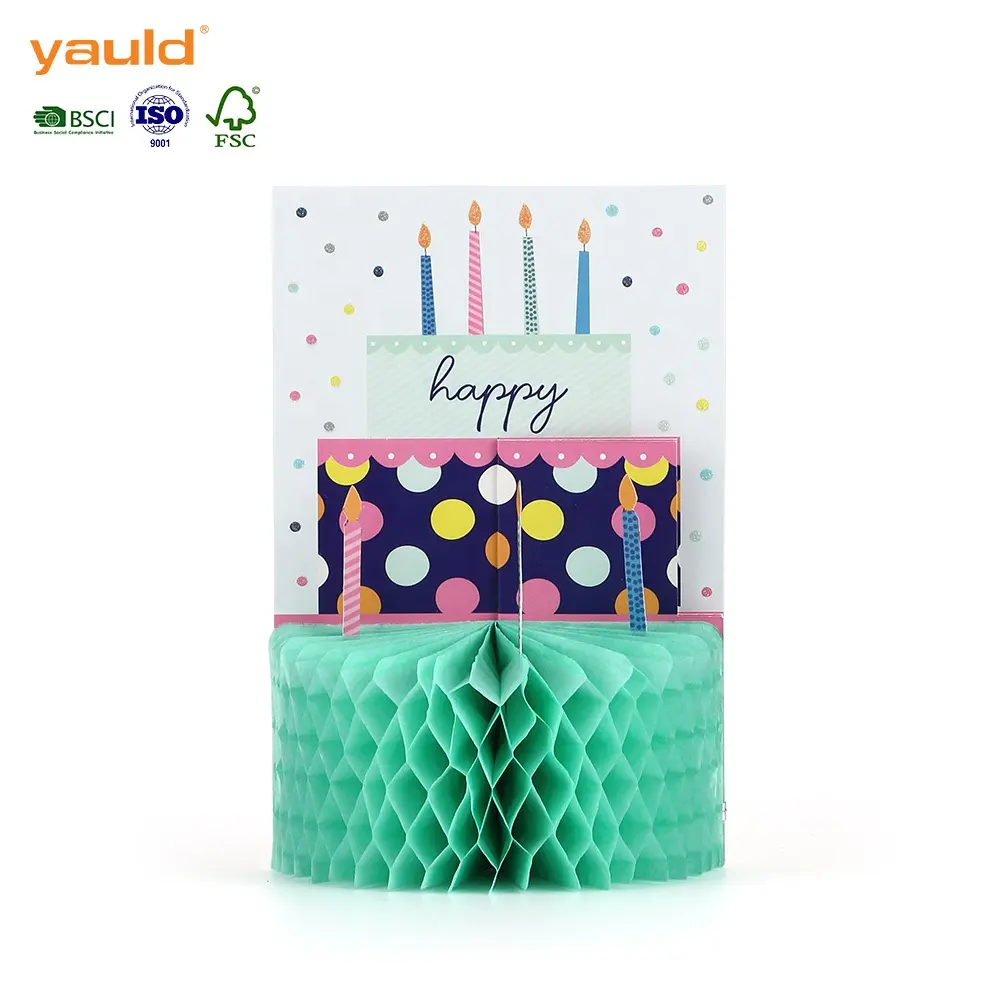 Stampa personalizzata personalizzata fatta a mano per bambini torta di compleanno 3D Pop-Up biglietti di auguri di buon compleanno per bambini