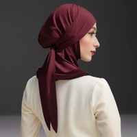 Bonnet intérieur Hijab uni à couvrance totale pour femme musulmane, sous-bonnet islamique à nouer en jersey modal, Hijab instantané avec sangles