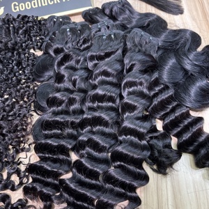 Meilleure vente de mèches de cheveux indiens vierges non traités, double <span class=keywords><strong>trame</strong></span>, couleur naturelle, qualité 15A, vague profonde, cheveux humains - Product Image 2