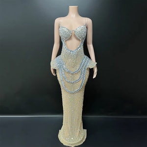 Abiti <span class=keywords><strong>da</strong></span> <span class=keywords><strong>Donna</strong></span> all'Ingrosso con Strass Dorati, Eleganti <span class=keywords><strong>Vestiti</strong></span> <span class=keywords><strong>da</strong></span> Sera per Feste e Matrimoni, Abiti di Lusso per Cerimonie - Product Image 3
