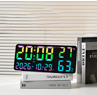 Horloge murale numérique LED RGB multifonctionnelle YIDA TIME, super grande, colorée, avec télécommande, lumière ambiante, température, humidité, semaine