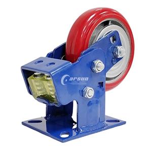Roulettes à ressort amortissantes de 6 pouces, noyau en fer, roue en polyuréthane, plaque rigide, personnalisable, support OEM, pivotant 150 mm - Product Image 1