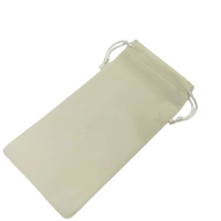 Pochette cadeau en velours blanc recyclable 10x20cm avec cordon de serrage, estampillée, pour bijoux et bagues, idéale pour le thé ou comme sac d'emballage.