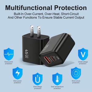 High Quality 45W Fast Charger <b>USB</b>-<b>C</b> Power <b>Adapter</b> Supply PD Type <b>C</b> Charger A+<b>C</b> Charger for Phones - Product Image 3