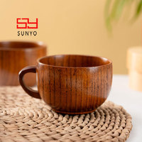 Tasse à boire artisanale en bois SUNYO, tasse de cuisine rustique pour boissons, design grain de bois naturel Japandi, durable et élégante, cadeau pour la maison