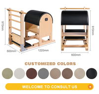Spuer Fiber Cuir et éponge rembourré Longueur de base confortable Baril d'échelle Pilates en bois réglable