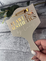 Miroir de poche personnalisé pour salon de beauté, moderne, avec feuille acrylique écologique, couverture intégrale du visage, conception de logo personnalisée