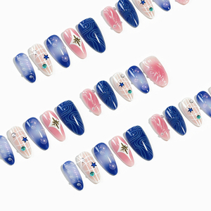 10 <span class=keywords><strong>Uñas</strong></span> <span class=keywords><strong>Postizas</strong></span> Almendradas Brillantes con Diseño <span class=keywords><strong>de</strong></span> Burbujas Oceánicas <span class=keywords><strong>de</strong></span> Verano, Adornadas con Estrellas, Cuentas y Gemas, <span class=keywords><strong>Uñas</strong></span> Decoradas con Ondas y Remolinos, <span class=keywords><strong>Uñas</strong></span> <span class=keywords><strong>Postizas</strong></span> con Pedrería - Product Image 2