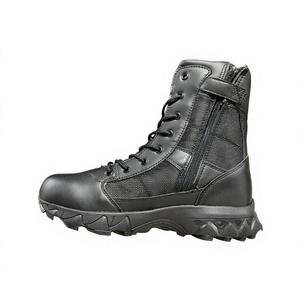 TSB12 customizesd leather High Quality Customized <b>Black</b> Outdoor <b>Working</b> <b>Boots</b> 1000D Oxford Fabric Sleeves with Side Zip - Product Image 4