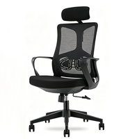 Chaise de bureau ergonomique en maille noire à hauteur réglable avec appui-tête, vente en gros à prix abordable