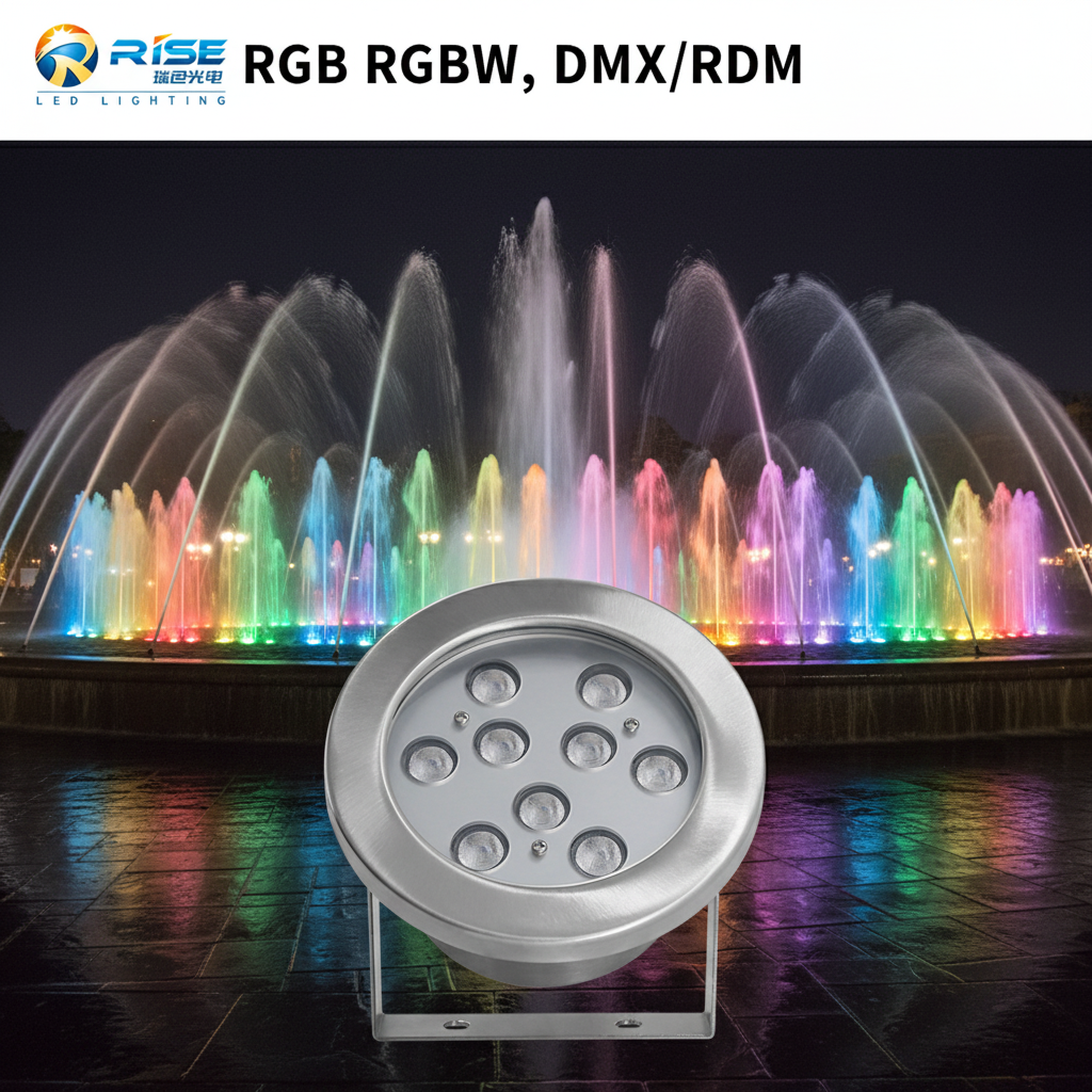 IP68 Waterproof DMX RGB 27W Floating Waterfall LED Pool Lights with 304 Stainless Steel 12/24V Dimmable