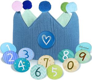 Corona de Cumpleaños Reutilizable de Muselina Personalizada con Números para Decoración de Fiestas de Cumpleaños Infantiles, Gorro para Niños y Niñas - Product Image 2