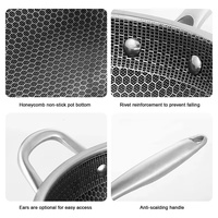 Wok antiadhésif en acier inoxydable 201 à une couche, en forme de nid d'abeille, pour la vente en gros, ustensiles de cuisine, poêle à frire, poêle à cuire pour usage en restaurant