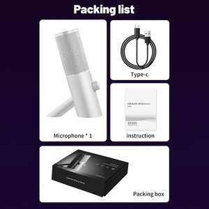 Microphone de jeu filaire à lumière RVB Portable Desktop Studio Podcast Enregistrement Vocal Streaming Microphones d'ordinateur Type C - Product Image 5