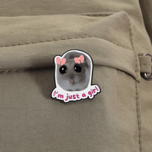 Épinglette en émail « Je suis juste une fille » : adorable broche de dessin animé de hamster, badge de revers, bijou créatif, cadeau pour enfants, amis, vente en gros - Product Image 3